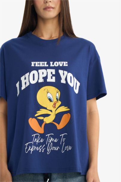 Looney Tunes Oversize Fit Printed Short Sleeve T-Shirt