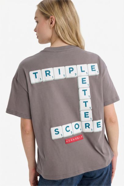 T-shirt oversize imprimé à col rond et manches courtes