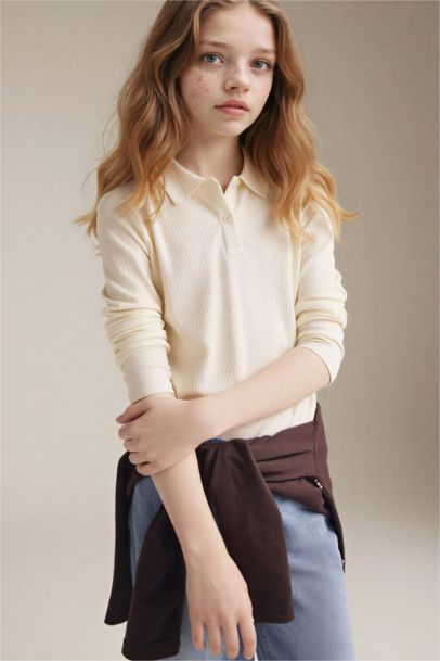 Girl Slim Fit Long Sleeve Polo T-Shirt