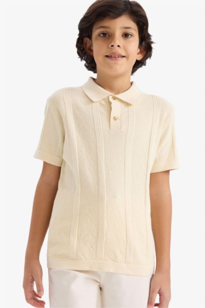 Polo Yaka Dokulu Triko Kazak Erkek Çocuk