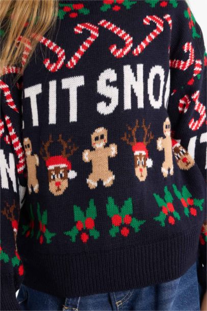 Girl Regular Fit Crew Neck Christmas Pullover