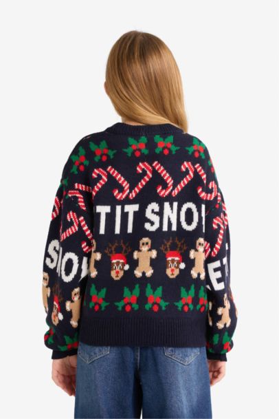 Girl Regular Fit Crew Neck Christmas Pullover