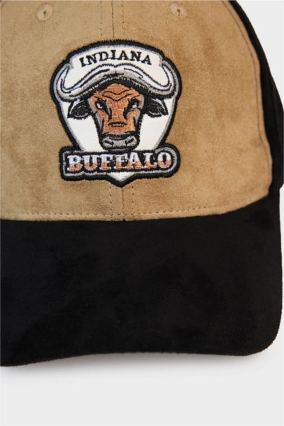 Erkek Etiket Baskılı Süet Cap Şapka