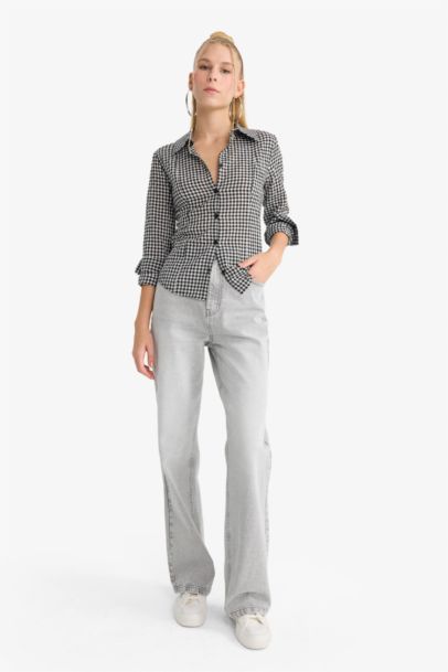 قميص ردن طويل بوبلين مخصر