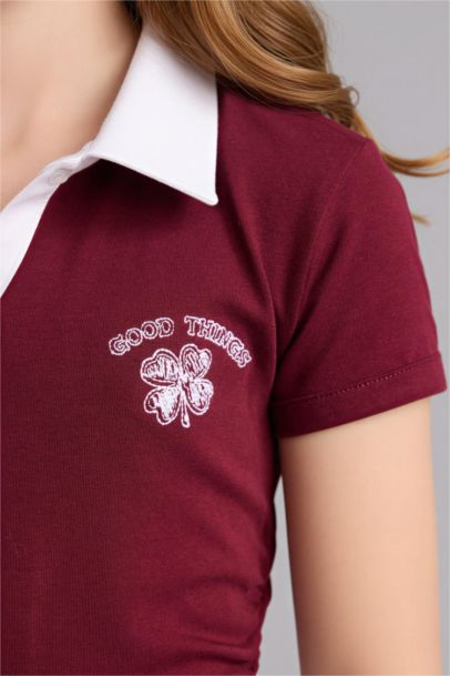 Slım Fıt Baskılı Polo Tişört Kız Çocuk