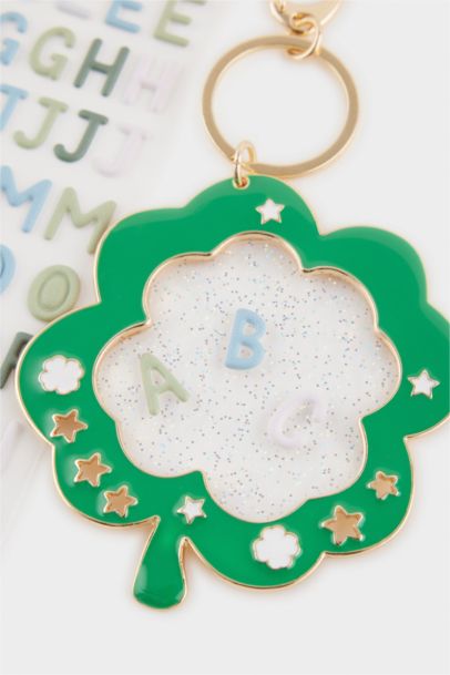 Kadın Yonca Temalı Harfli Charm Anahtarlık