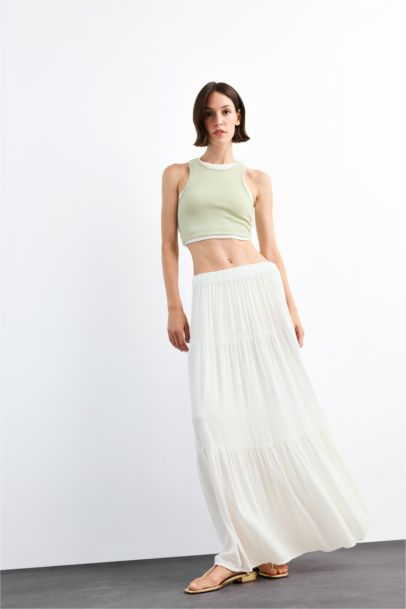 Cotton Lined Normal Waist Maxi Skirt