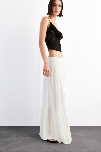 Strapless Flounced Lace Blouse