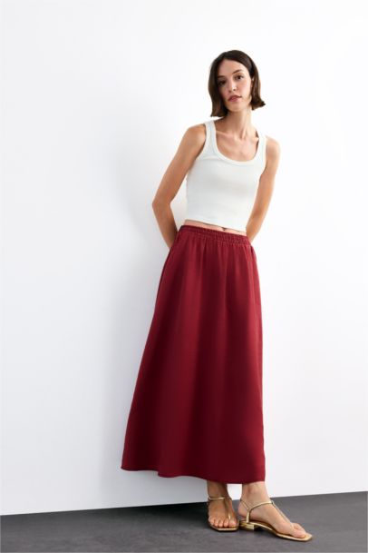A Cut Normal Waist Midi Skirt
