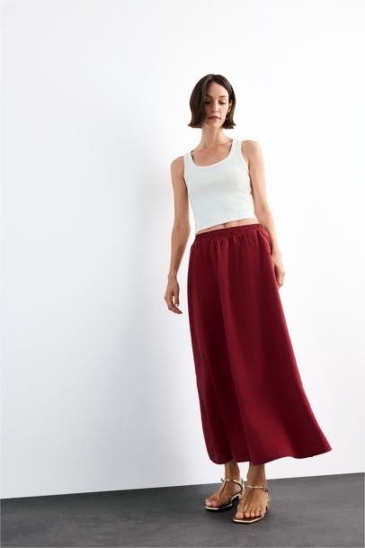 A Cut Normal Waist Midi Skirt