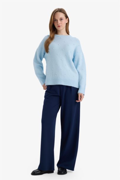 بنطرون كريب قصة مستقيمة واسعة برجل عادي