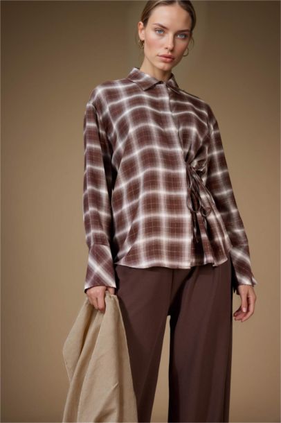 Regular Fit Glittery Plaid Shirt