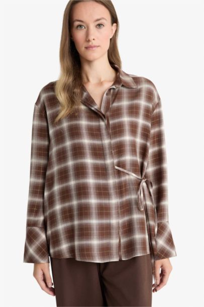 Regular Fit Glittery Plaid Shirt