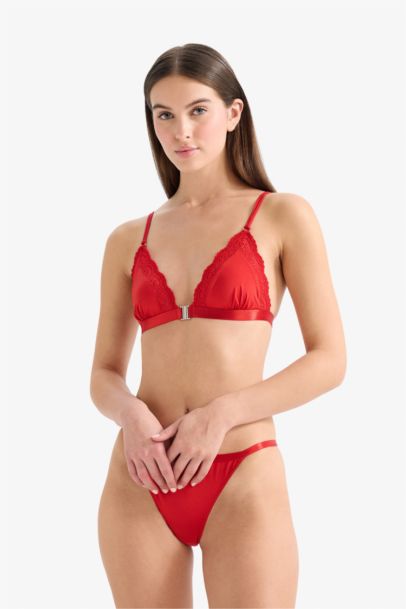 Satin with Lace Unpadded Bra