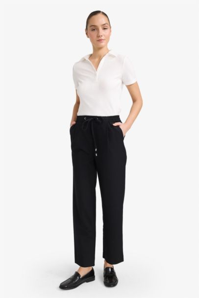 Carrot Fit Zipper High Waist Trousers
