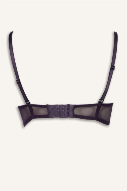 Dantel Detaylı Kaplı Yarım Dolgulu Balenli Straplez Sütyen