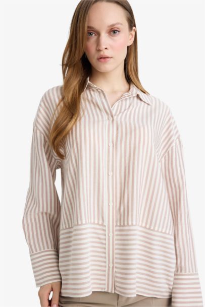 Relax Fit Shirt Collar Long Sleeve Shirt