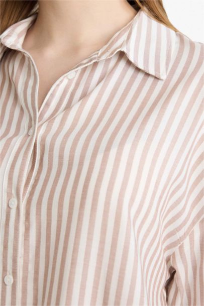 Relax Fit Shirt Collar Long Sleeve Shirt