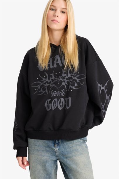 Oversize Fit Printed Sweatshirt