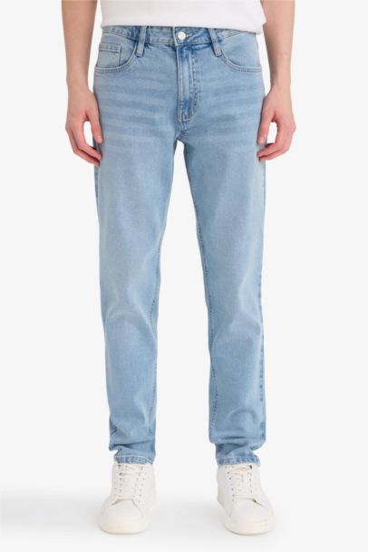 Slim Fit Tapered Straight Leg  Denim Trousers