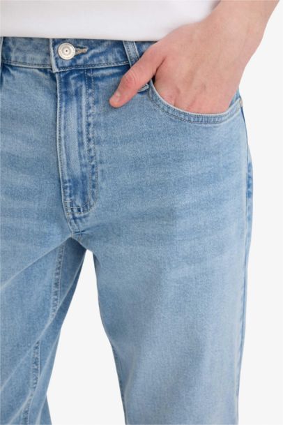 Slim Fit Tapered Straight Leg  Denim Trousers