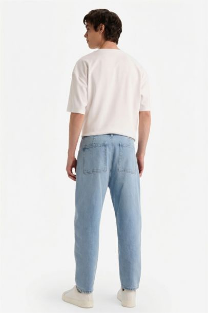 Balloon Fit Wide Leg Denim Trousers