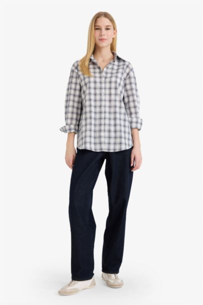 Oversize Fit Shirt Collar Long Sleeve Shirt