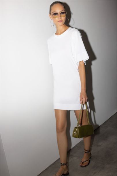 A-Line Cotton Short Sleeve Mini Dress