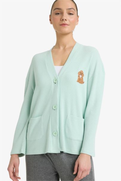 Regular Fit Long Sleeve Plush Cardigan