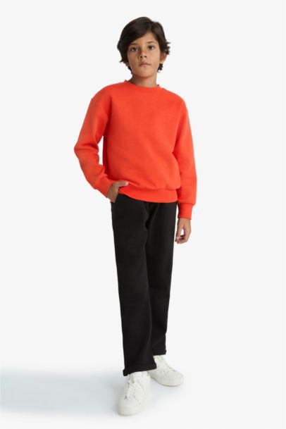 Pantalon de survêtement droit en piqué à taille élastique pou garçon