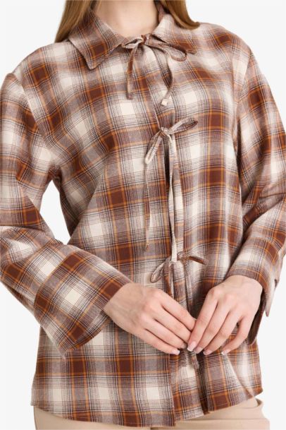 Regular Fit Flanel Long Sleeve Tunic