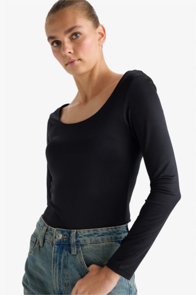 Square Neck Long Sleeve Bodysuit