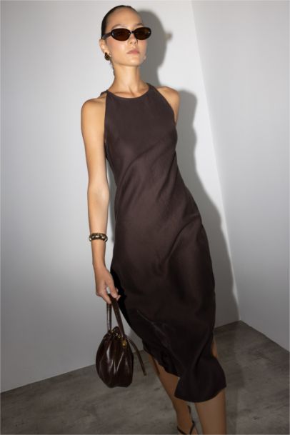 Crew Neck Linen Maxi Dress