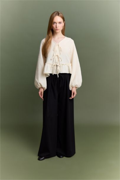 Wide Leg Crepe Trousers