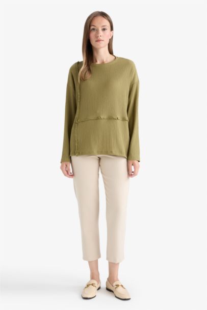 Relax Fit Crew Neck Crepe T-Shirt