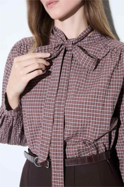 Blouse à carreaux en flanelle à manches longues Coupe régulière