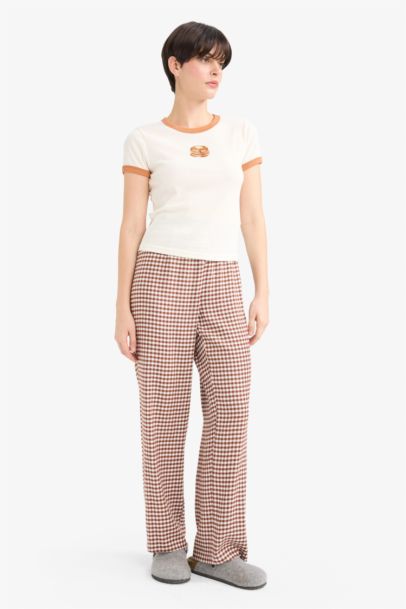 Regular Fit Uzun Kareli Pijama Altı