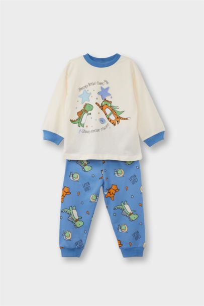 Pijama Takımı Desenli Uzun Kollu Penye Üst Uzun Alt Erkek Bebek