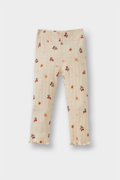 Pijama Takımı Meyve Desenli Uzun Kollu Fitilli Kaşkorse Üst Uzun Alt Kız Bebek