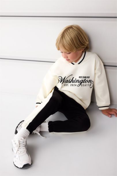 Erkek Bebek 2'li Takım Baskılı Sweatshirt Eşofman Altı 