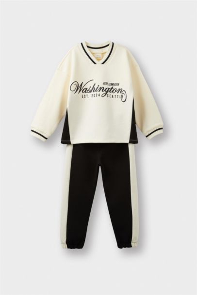 Erkek Bebek 2'li Takım Baskılı Sweatshirt Eşofman Altı 