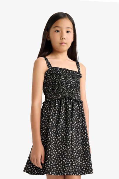 Girl Floral Printed Suspender Dress