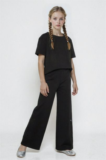 Girl Embroidered Wide Leg Trousers