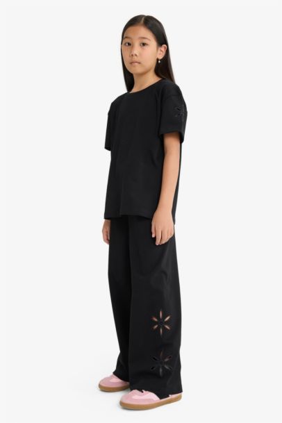 Girl Embroidered Wide Leg Trousers