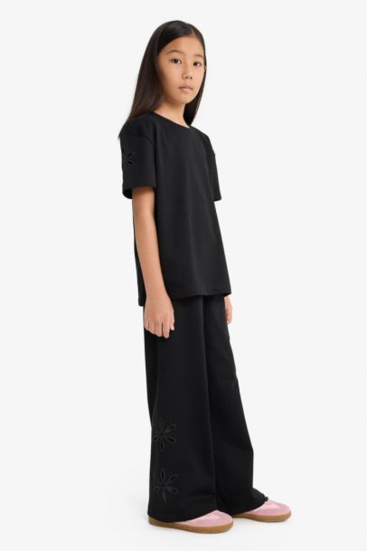 Girl Embroidered Wide Leg Trousers