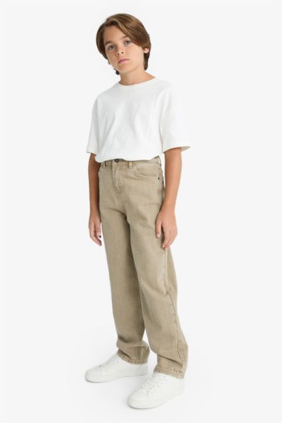 Wide Leg Düz Paça Jean Pantolon Erkek Çocuk