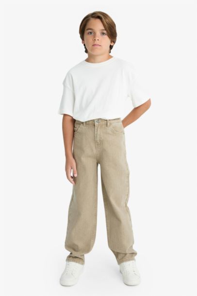 Wide Leg Düz Paça Jean Pantolon Erkek Çocuk