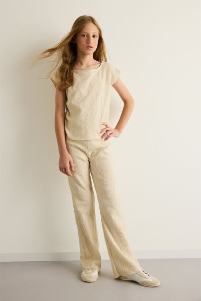 سيت بناتي بنطلون وتيشيرت مطرز - قطعتين