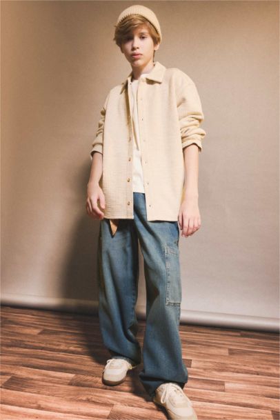 Barrel Fit Düz Paça Jean Pantolon Erkek Çocuk