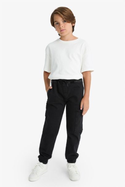 Kargo Jogger Esnek Bantlı Paça Jean Pantolon Erkek Çocuk